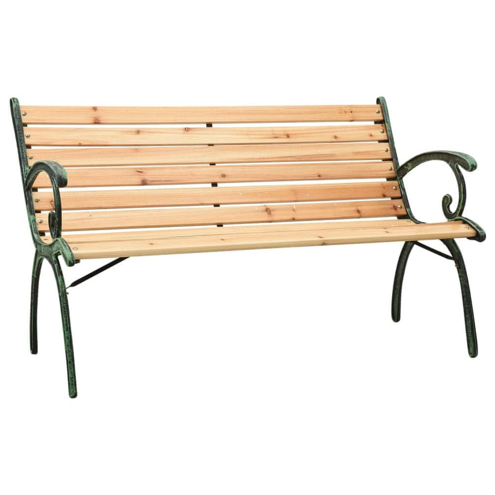 Vidaxl Záhradná lavička 123 cm liatina a jedľové drevo